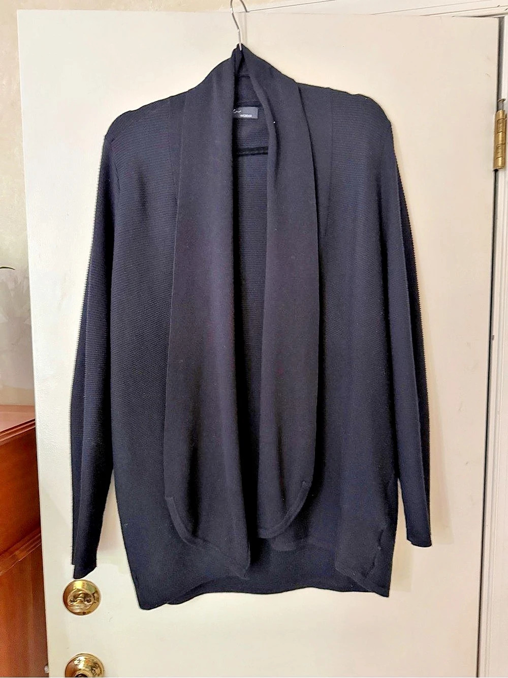 COS Black Draped Open-Front Cardigan